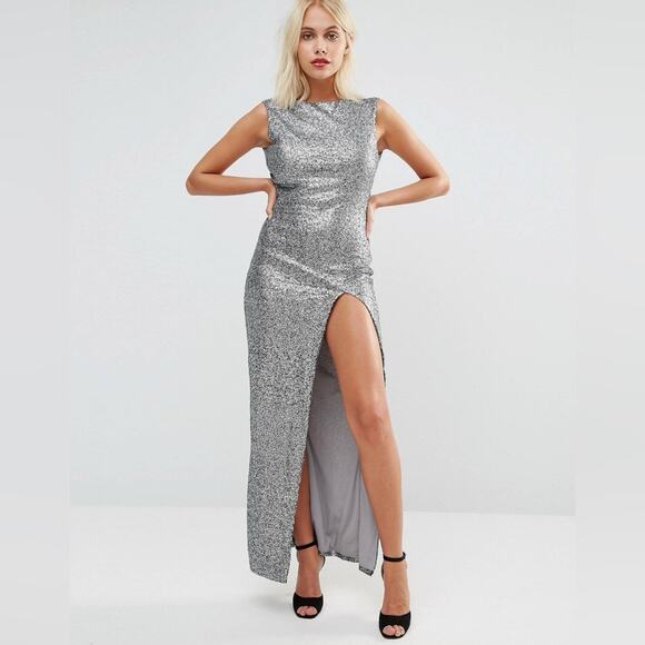 ASOS True Decadence Glamorous Sequin Maxi Dress With Slit - Picture 4 of 10